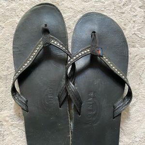 Black studded rainbow sandals